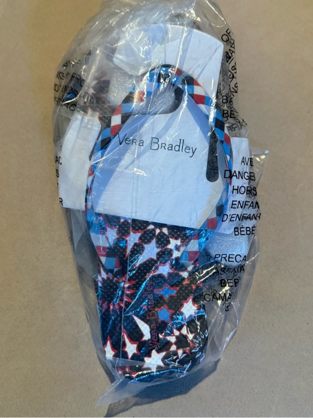 Vera Bradley Flip Flops - Red White Blue Patriotic Firecracker Retired Medium